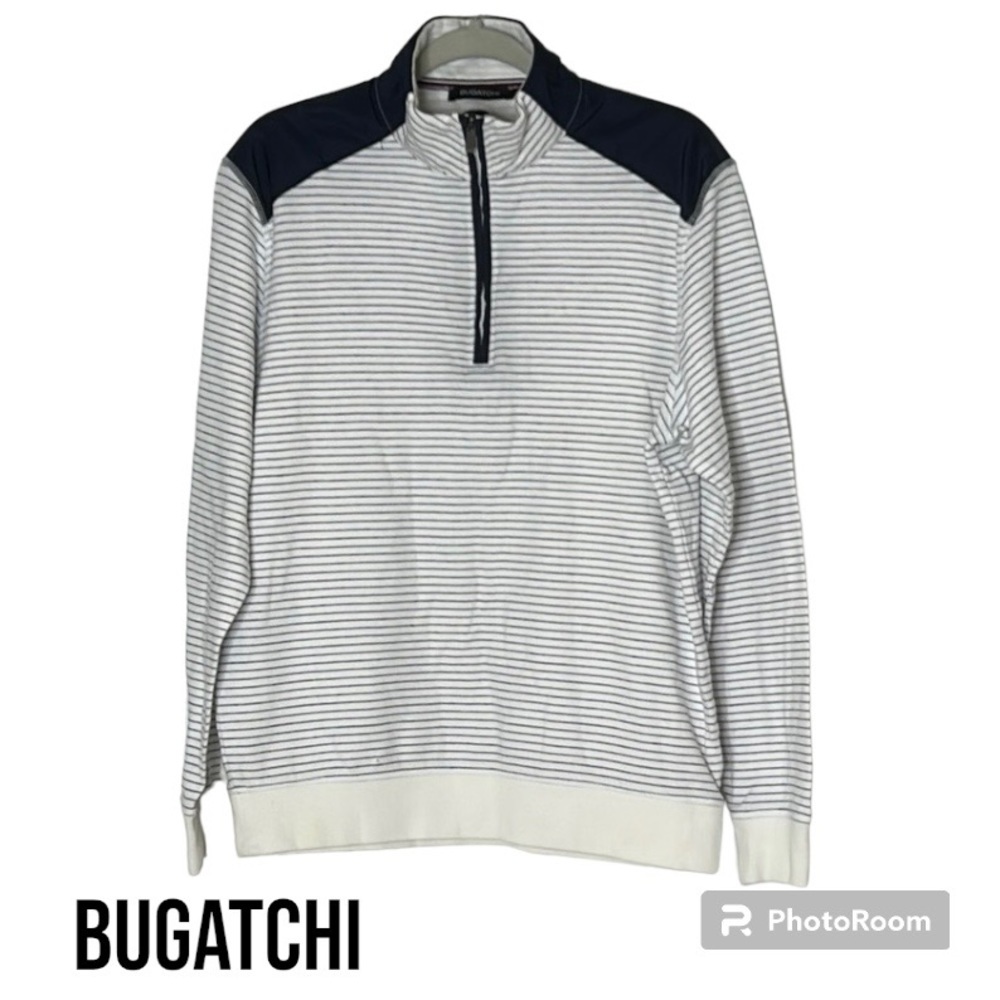 BUGATCHI Sweater Shirt Mens Size Large Gray 1/4 Zip Casual Pullover Sweatshirt